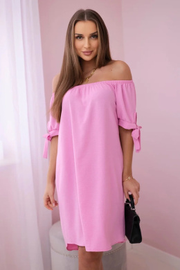 Sukienka wiązana na rękawach jasno różowa
